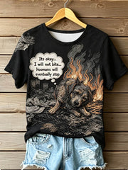 Women's STOP ANIMAL ABUSE Wangwang short-sleeved T-shirt