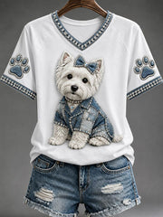 Women's V-neck off-shoulder short-sleeved T-shirt