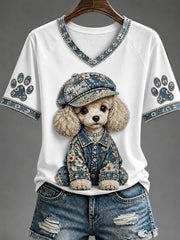 Women's V-neck off-shoulder short-sleeved T-shirt