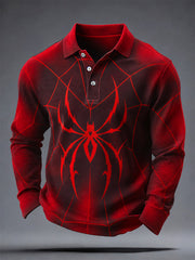 Men's Spider Print Casual Polo