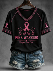 Women's Pink Warrior V-neck T-shirt