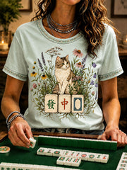 Women's Mahjong Print Casual T-Shirt