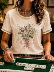Women's Mahjong Print Casual T-Shirt