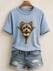 Women's Lovely Yorkshire Terrier Felt Art T-Shirt