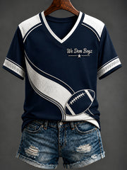Women's Football Printed V-neck T-shirt