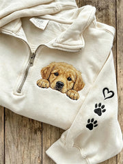 Women's Cute Dog & Paw Prints Zip Up Sweatshirt