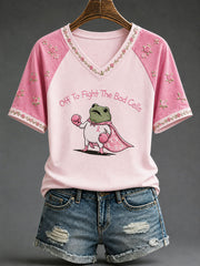 Women's 'Off To Fight The Bad Cells' Fun Breast Cancer Prevention and Awareness T-shirt