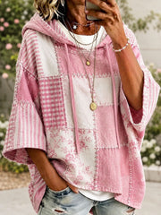 Women's Pink Patchwork Art Hoodie
