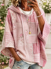 Women's Pink Patchwork Art Hoodie