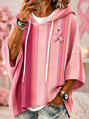 Women's Breast Cancer Awareness Pink Striped Hoodies