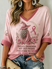Women's Hello Darkness My Old Friend I've Come To Shine In Pink Again T-shirt