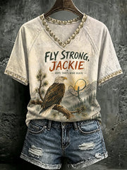 Women's Forever Big Bear Eagle Jackie V-neck T-shirt