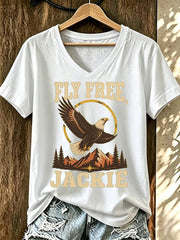 Women's Forever Big Bear Eagle Jackie V-neck T-shirt