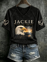 Women's Forever Big Bear Eagle Jackie V-neck T-shirt