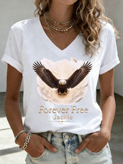 Women's Forever Big Bear Eagle Jackie V-neck T-shirt