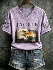 Women's Forever Big Bear Eagle Jackie V-neck T-shirt
