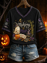 Women's Halloween Mahjong Fun Casual T-Shirt