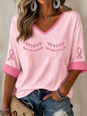 Women's "Yeah, They Are Gone, They Tried to Kill Me" Breast Cancer Awareness Casual T-Shirt