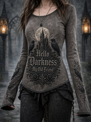 Women's Hello Darkness My Old Friend Halloween Print T-shirt
