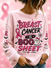 Women’s Breast Cancer Is Boo Sheet Print Casual Sweatshirt