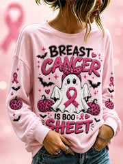 Women’s Breast Cancer Is Boo Sheet Print Casual Sweatshirt