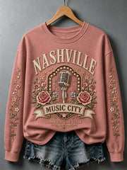 Women's Nashville Born for the Stage Embroidered Print Casual Sweatshirt