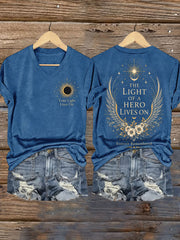Women's Her Lifht Of A Hero Lives On Short-sleeved T-shirt