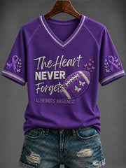 Women's Alzheimer's Disease Printed V-neck T-shirt