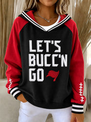 Women's Football Fan Print Hooded Sweatshirt