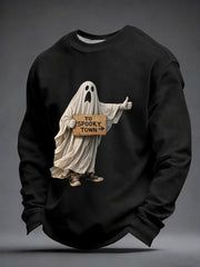 Men's Funny Halloween Car Lover Print Crew Neck Sweatshirt