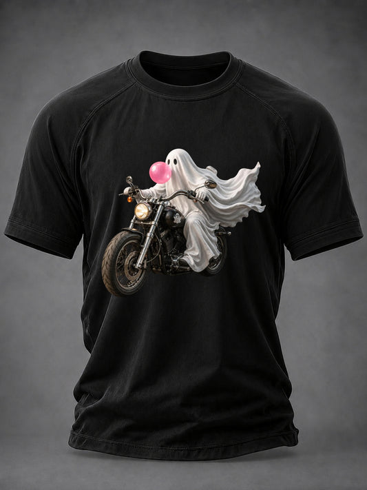 Men's Funny Halloween Biker Print T-shirt