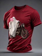 Men's Funny Halloween Biker Print T-shirt