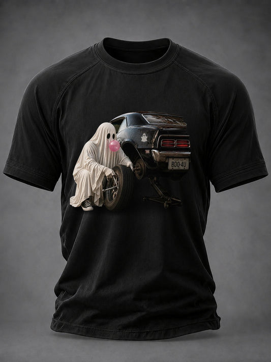 Men's Funny Halloween Car Lover Print T-shirt
