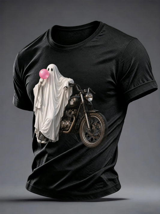 Men's Funny Halloween Biker Print T-shirt