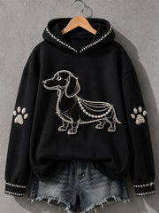Women's Dachshund Print Dog Lovers Casual Hoodie