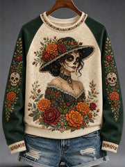 Women's Mexico Day of The Dead Art Print Casual Sweatshirt