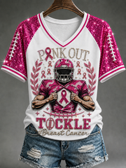Women's V-neck off-shoulder short-sleeved T-shirt