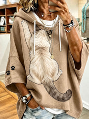 Women’s Cat Art Print Casual Hoodie