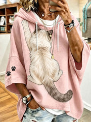Women’s Cat Art Print Casual Hoodie