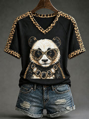 Women’s Fun Panda V-Neck T-Shirts