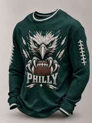 Men's Football Gameday Gift For Football Fans Casual Waffle Long Sleeve T-Shirt