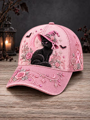 Unisex Breast Cancer Black Cat Hat