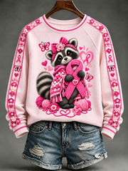 Women's Breast Cancer Awareness Raccoon Sweatshirts