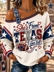 Women's Football Gameday Gift For Football Fans Casual Off-Shoulder Sweatshirt
