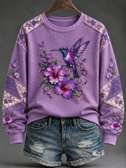 Women's Purple Flora Art Print Sweatshirt