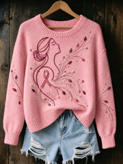 Women's Breast Cancer Printed Sweater