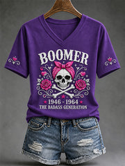 Women's The Badass Generation Before All You Sissies Were Born Print V-Neck Tee