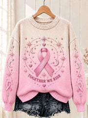 Women's Breast Cancer Pink Ribbon Crew Neck Sweater