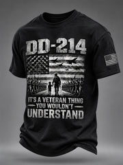 Men's DD-214 It's A Veteran Thing You Wouldn't Understand US Flag Print Veterans Day Casual Tee