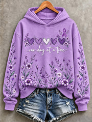 Women's Purple Floral & Alzheimer's Awareness Support Print Sweatshirt